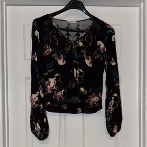 Lush Black Floral Blouse